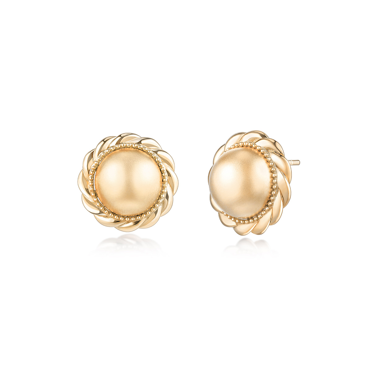 六福珠寶18K金耳環 - “優雅金珠”18K金(黃色)耳環