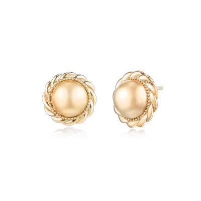 六福珠寶18K金耳環 - “優雅金珠”18K金(黃色)耳環