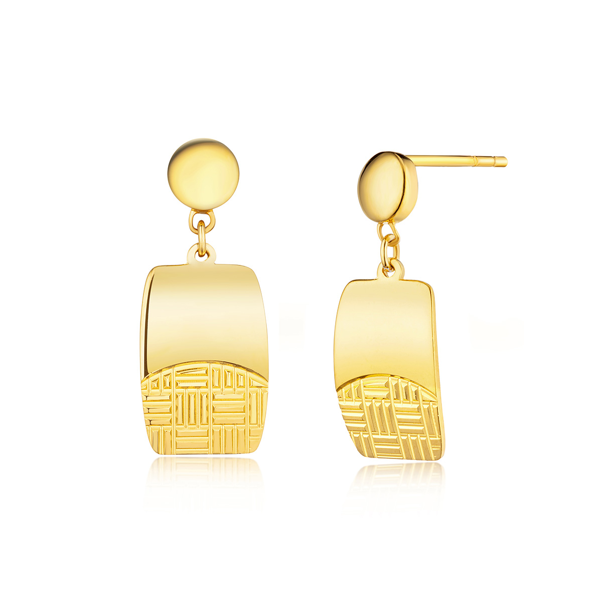 六福珠宝黄金耳环 - "摩登潮代"990黄金耳环