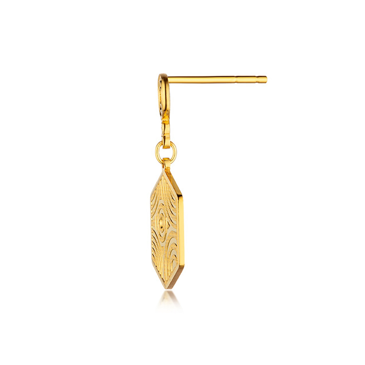 六福珠寶黃金耳環 - "雨落祥紋"990黃金耳環