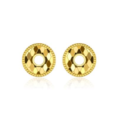 六福珠寶黃金耳環 - “鱗光閃閃”蛇紋平安扣造型999足金耳環