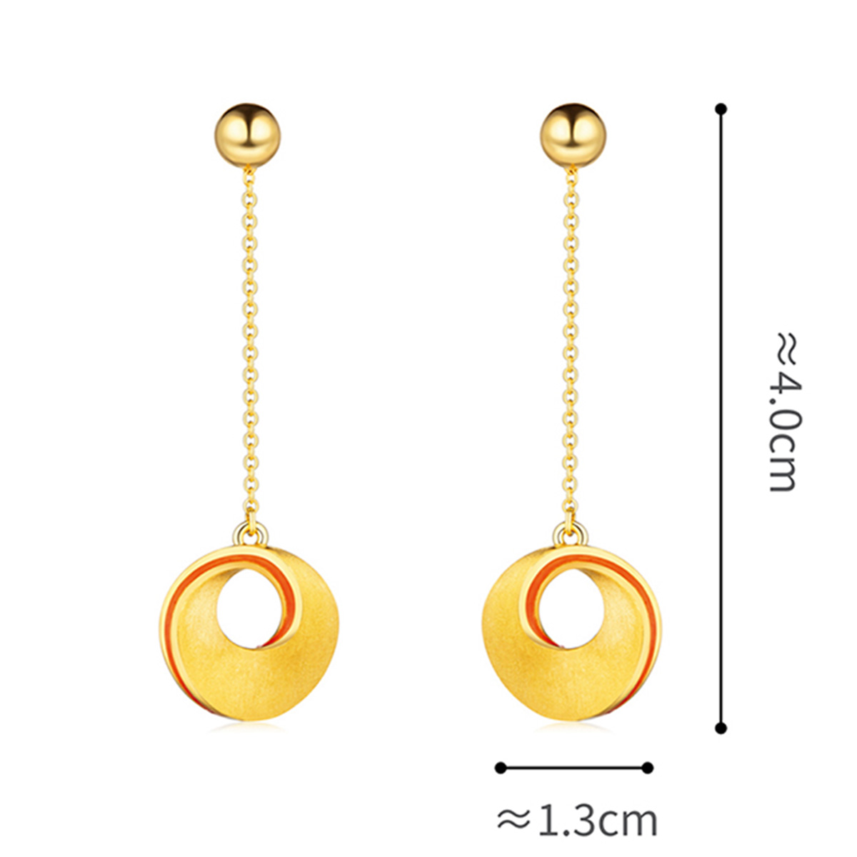 六福珠寶黃金耳環 - "愛•無止境"莫比烏斯環999足金耳環