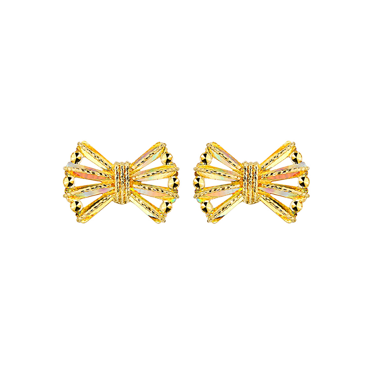 $t('六福珠寶')黃金耳環 - "冰‧鑽蝴蝶結"999足金耳環