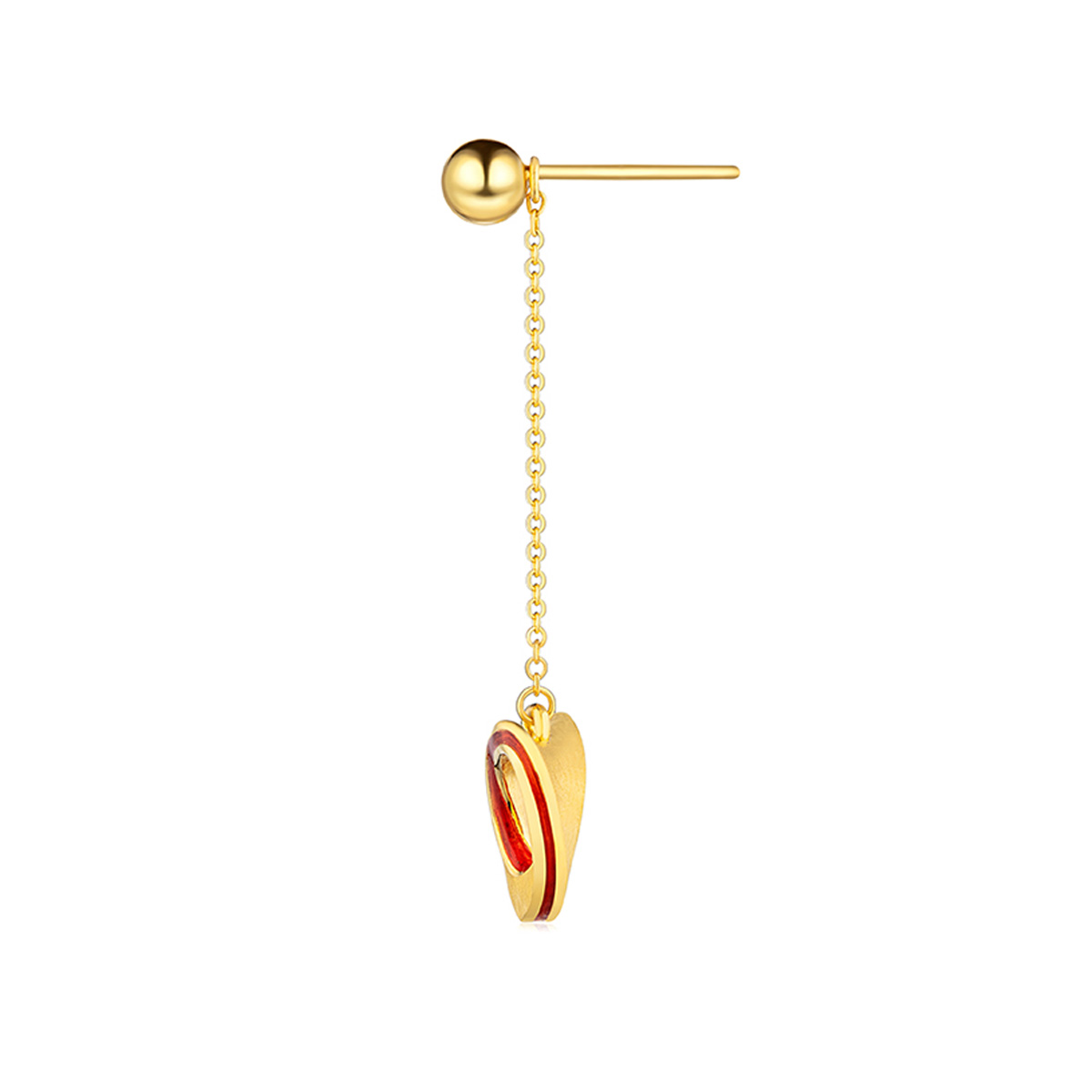 六福珠寶黃金耳環 - "愛無止境"垂墜999足金琺瑯耳環