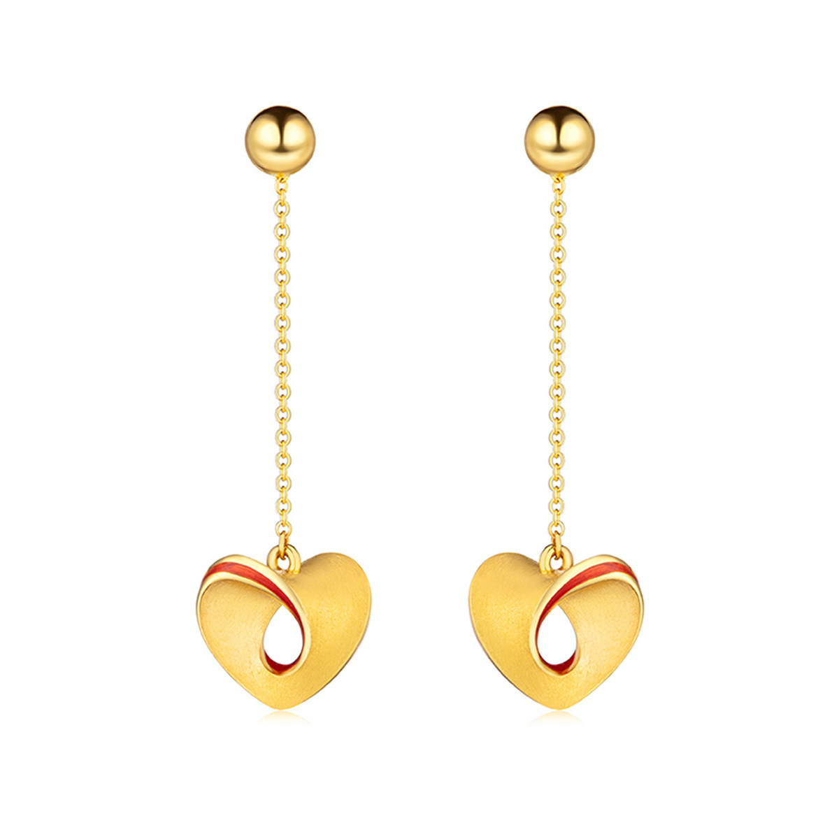 $t('六福珠寶')黃金耳環 - "愛無止境"垂墜999足金琺瑯耳環