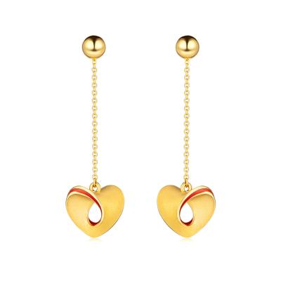 六福珠寶黃金耳環 - "愛無止境"垂墜999足金琺瑯耳環