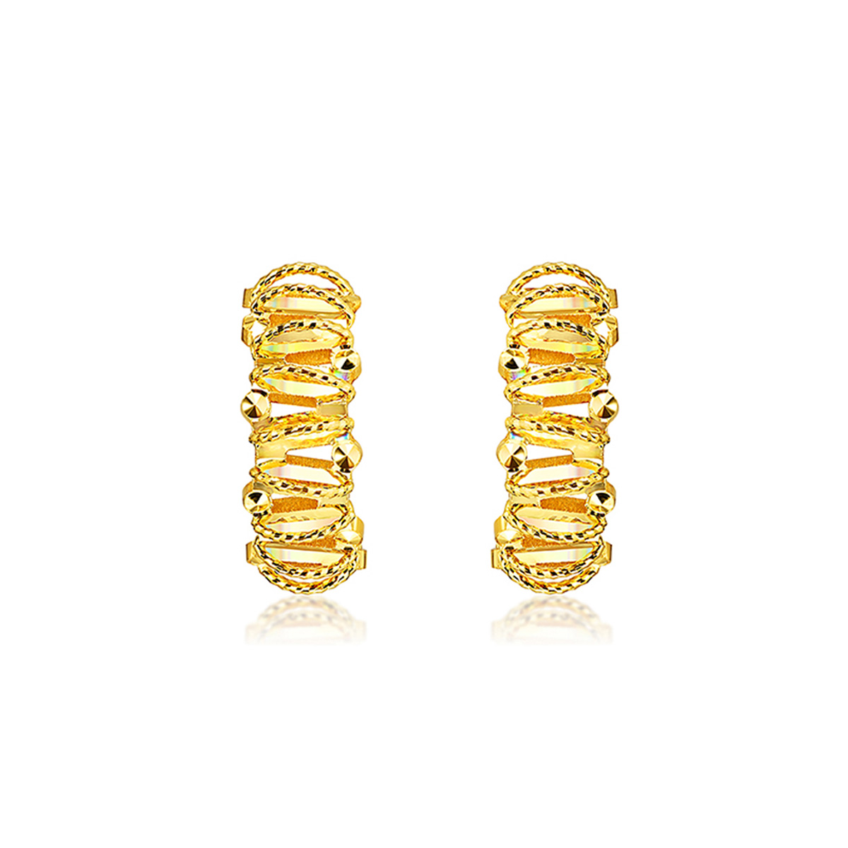 $t('六福珠寶')黃金耳環 - “冰‧鑽銀河”999足金耳環