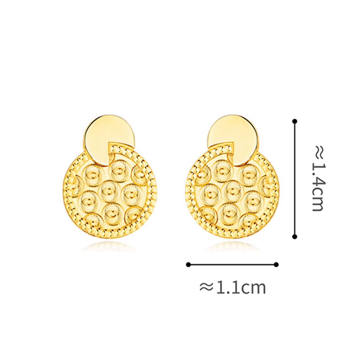 六福珠寶黃金耳環 - "喜樂圓滿"990黃金耳環