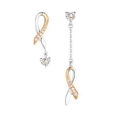 六福珠寶undefined - "柔美絲帶"18K金(分色)鑽石耳環