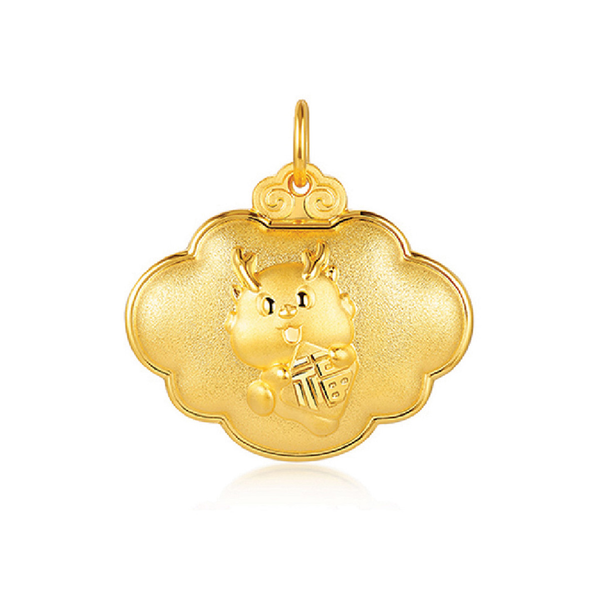 六福珠寶黃金吊墜 - "金龍送福"999.9黃金鎖包