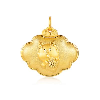 六福珠寶黃金吊墜 - "金龍送福"999.9黃金鎖包
