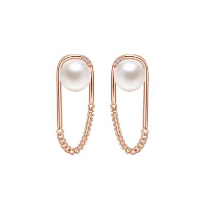 六福珠寶18K金耳環 - "鏈愛循環"18K玫瑰金鑽石耳環