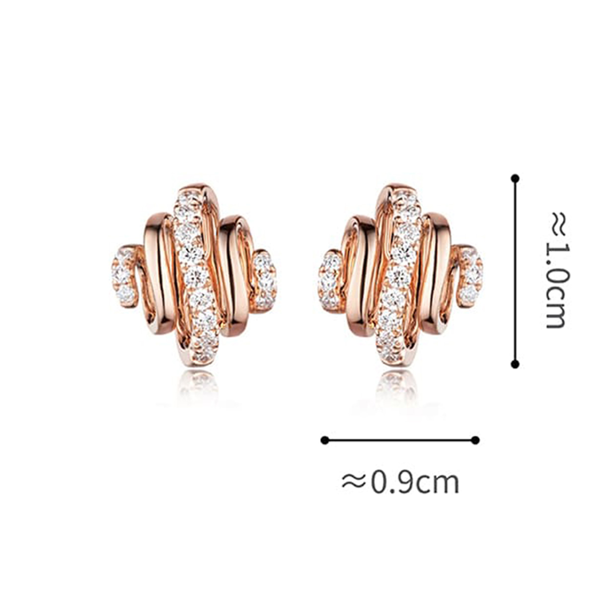 六福珠寶18K金耳環 - "旋鑽"18K玫瑰金鑽石耳環