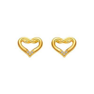 六福珠寶黃金耳環 - "知心"990黃金鑽石耳環