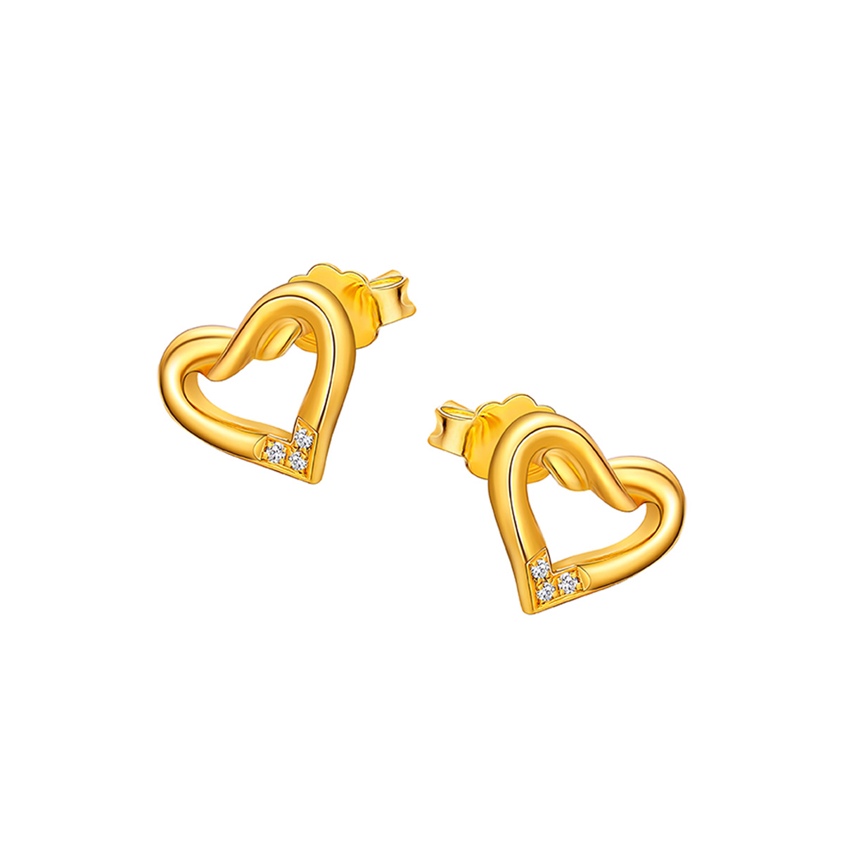六福珠寶黃金耳環 - "知心"990黃金鑽石耳環