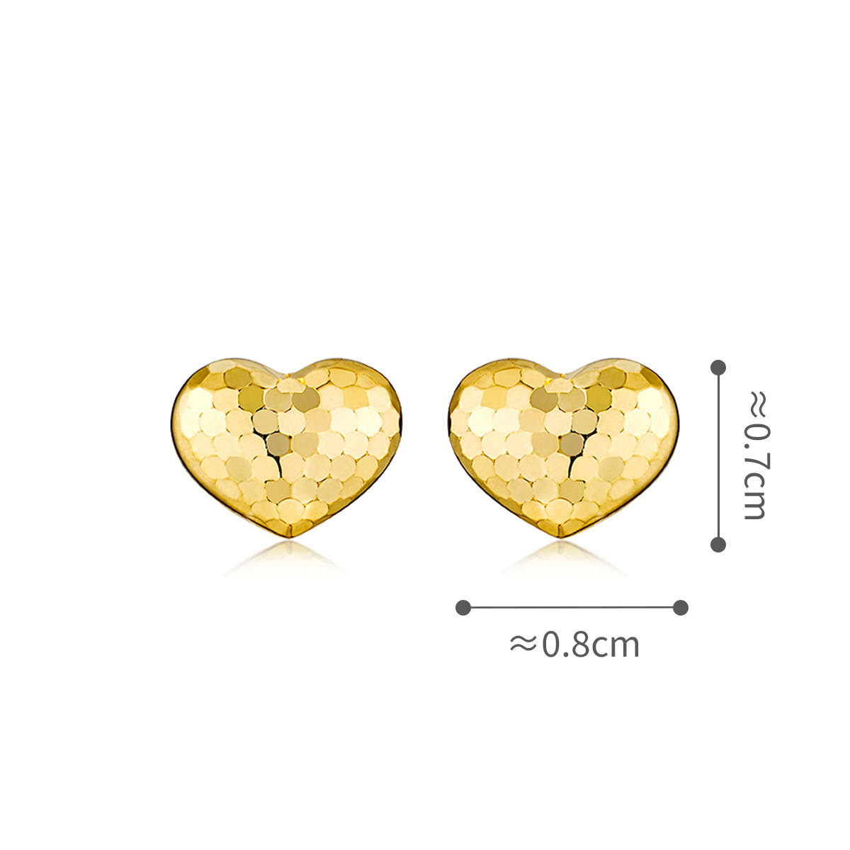六福珠寶黃金耳環 - "閃愛悅動"心形990黃金耳環