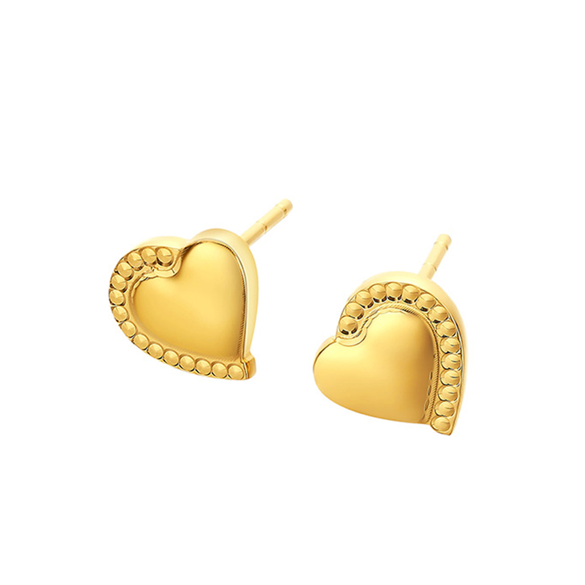 六福珠寶黃金耳環 - "耳伴愛語"心形990黃金耳環