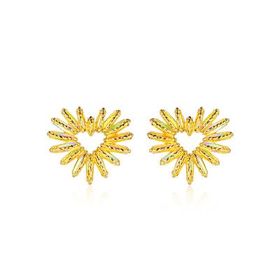 六福珠寶黃金耳環 - "冰·鑽愛心"999足金耳環