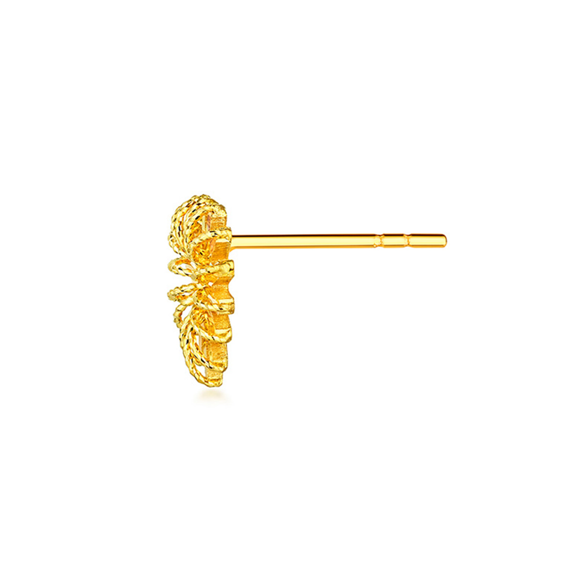 六福珠寶黃金耳環 - "冰·鑽愛心"999足金耳環