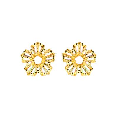 六福珠宝黄金耳环 - "冰‧钻桃花"999足金耳环