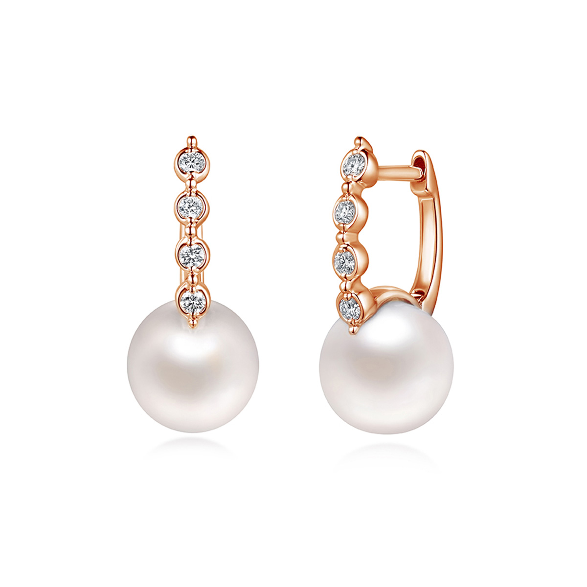 六福珠寶18K金耳環 - "鏈愛循環"18K金鑽石耳環–多色選擇