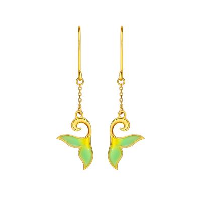 六福珠寶黃金耳環 - "美人魚"990黃金琺瑯耳環