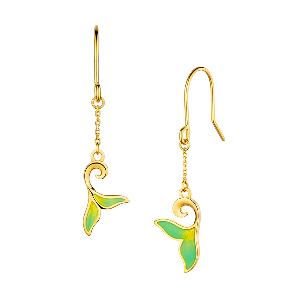 六福珠寶黃金耳環 - "美人魚"990黃金琺瑯耳環