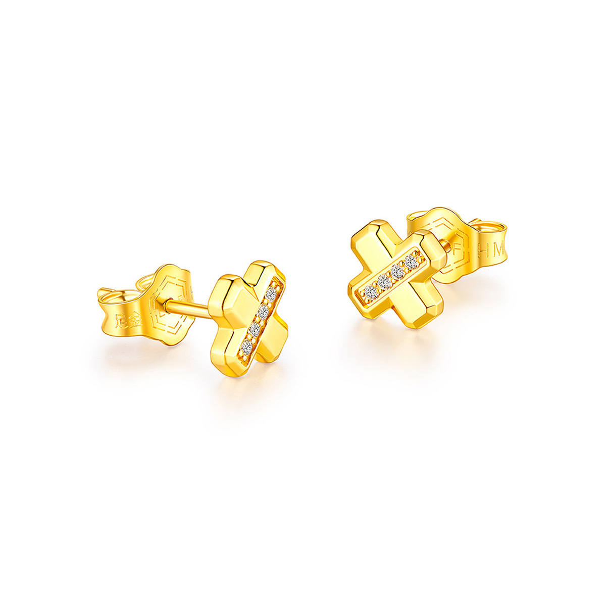 六福珠寶黃金耳環 - "浪漫公式"990黃金鑽石耳環