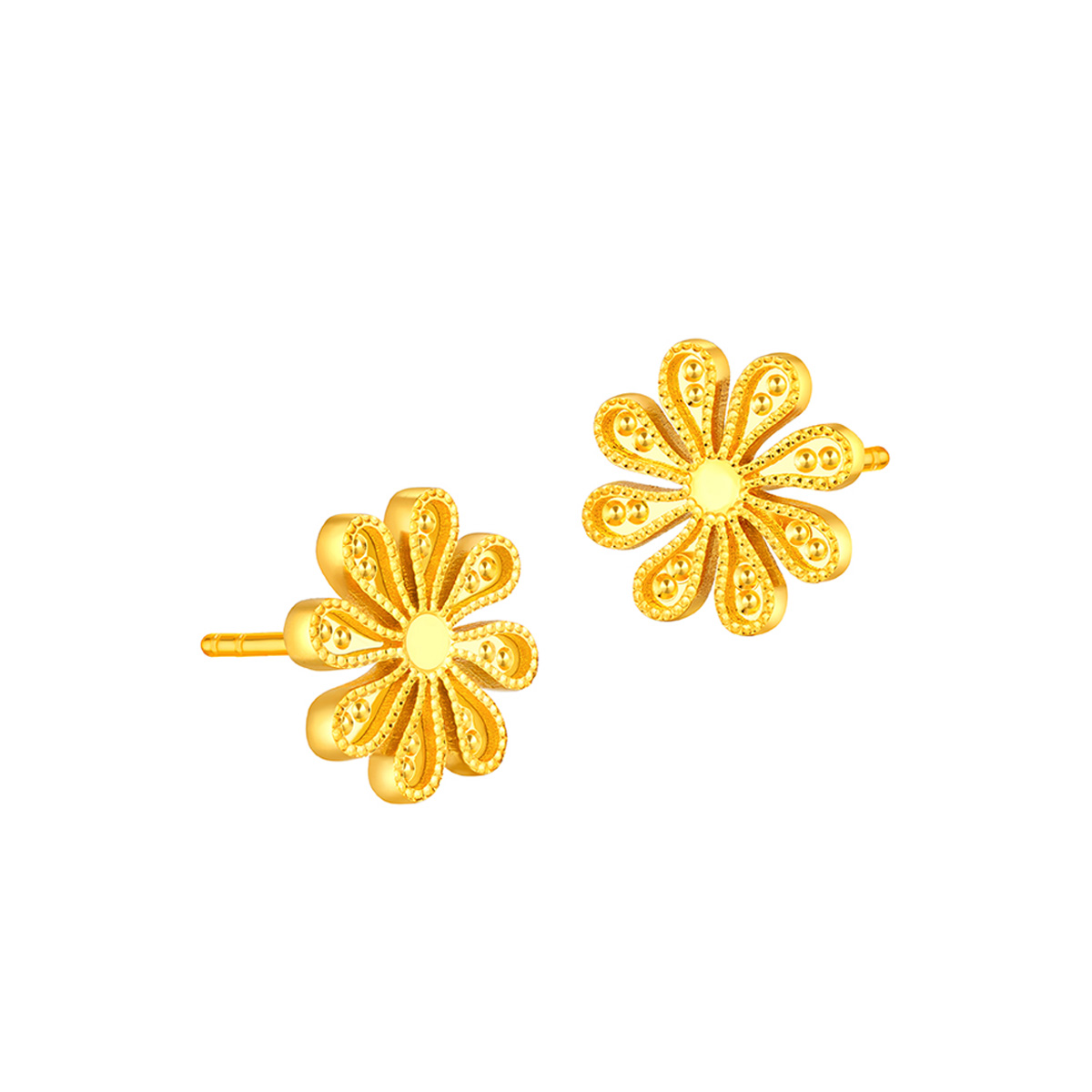 六福珠寶黃金耳環 - "小雛菊"990黃金耳環