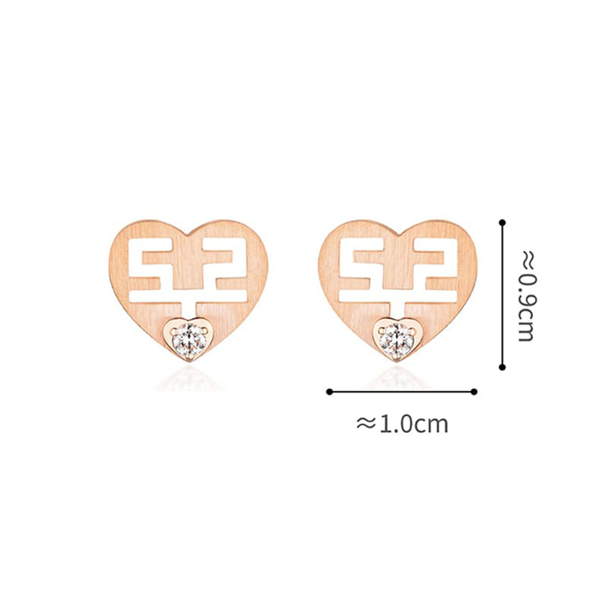 六福珠寶18K金耳環 - "愛情小心機"18K玫瑰金鑽石耳環