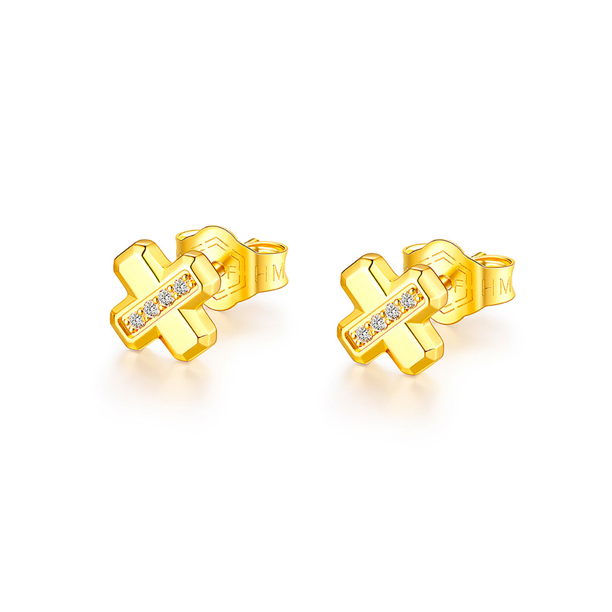 六福珠寶黃金耳環 - "浪漫公式"990黃金鑽石耳環