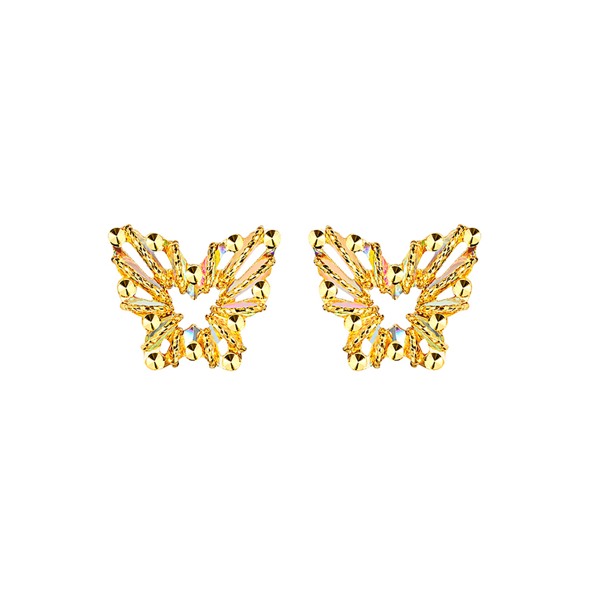 六福珠寶黃金耳環 - "冰·鑽蝴蝶"999足金耳環