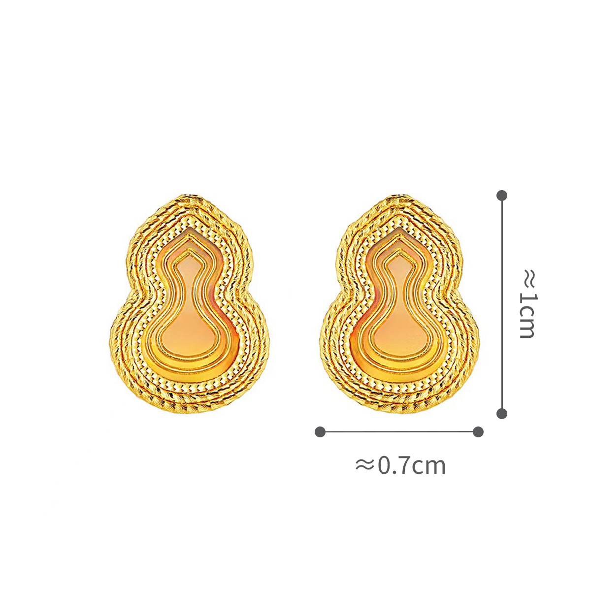 六福珠寶黃金耳環 - "炫彩葫蘆"990黃金耳環