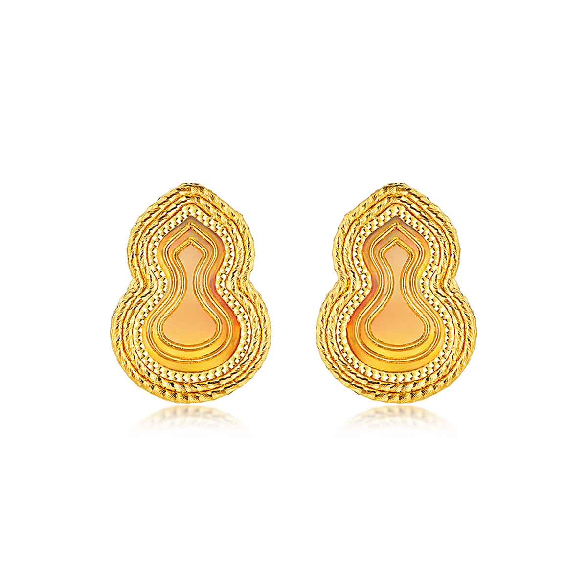 六福珠寶黃金耳環 - "炫彩葫蘆"990黃金耳環