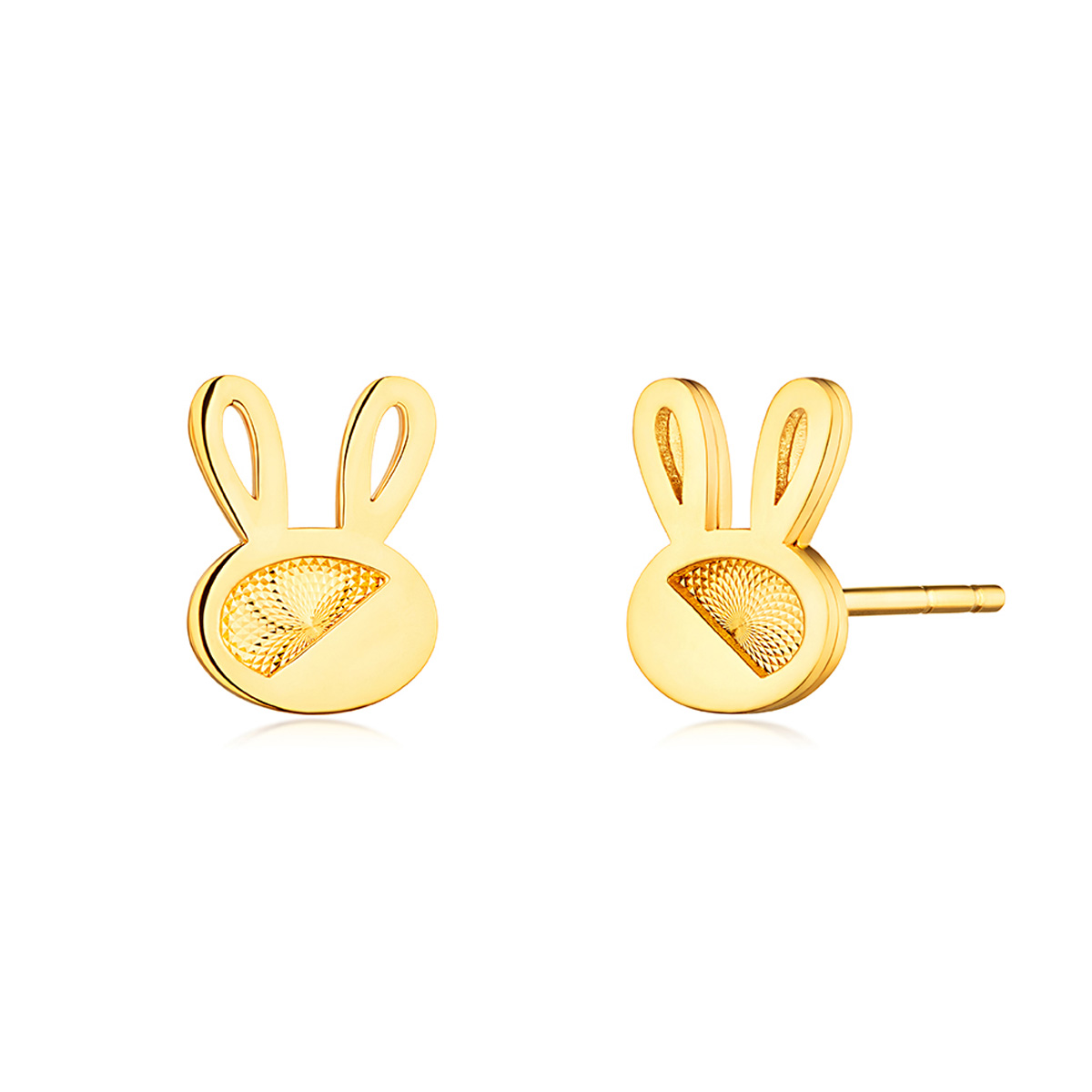 六福珠寶黃金耳環 - "團圓兔"990黃金耳環