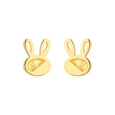 六福珠寶黃金耳環 - "團圓兔"990黃金耳環