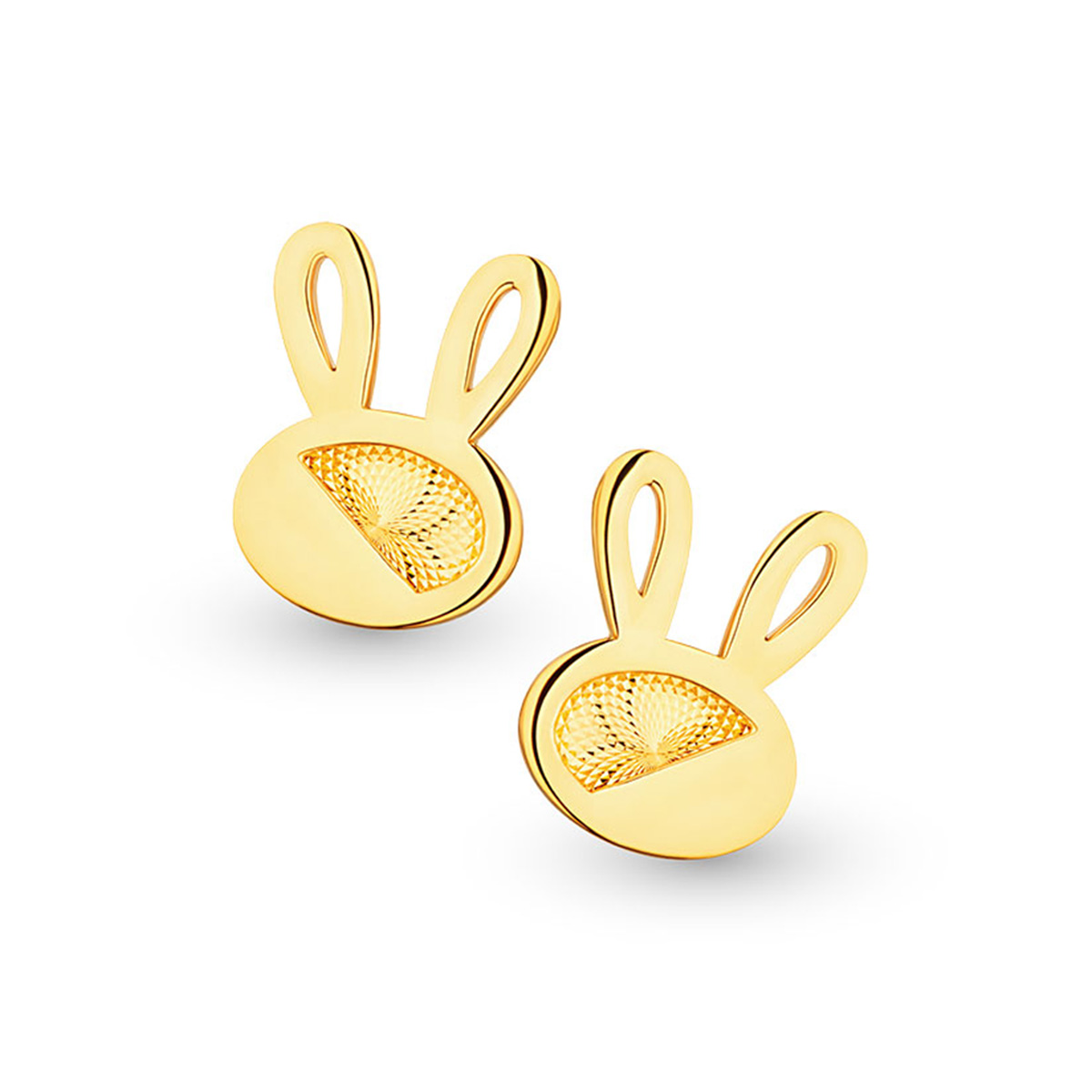 六福珠寶黃金耳環 - "團圓兔"990黃金耳環