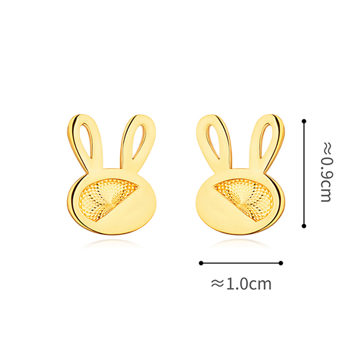 六福珠寶黃金耳環 - "團圓兔"990黃金耳環