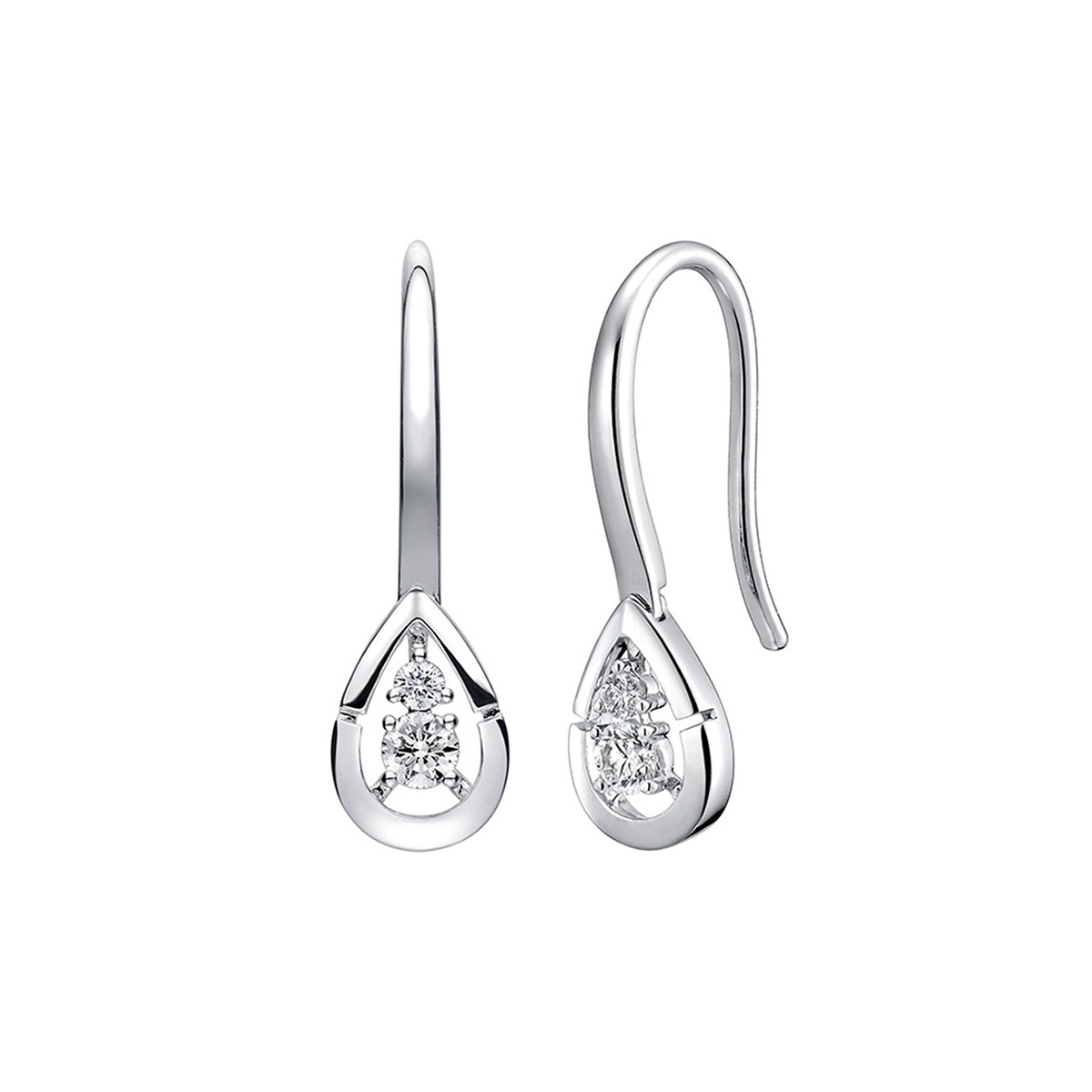 六福珠寶18K金耳環 - "心動水滴"18K金鑽石耳環-多色選擇