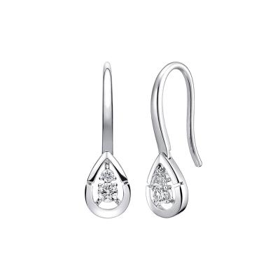 六福珠寶18K金耳環 - "心動水滴"18K金鑽石耳環-多色選擇