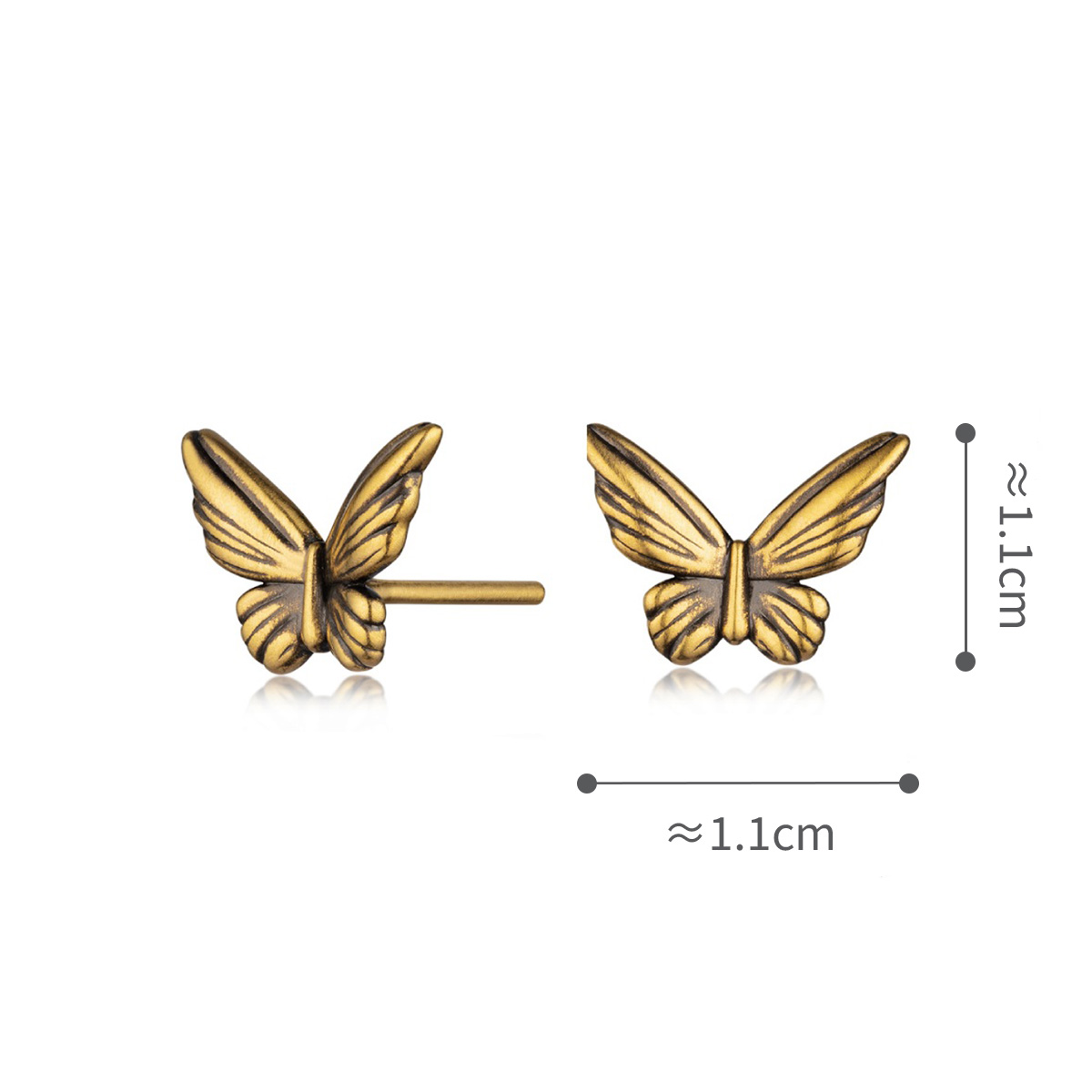 六福珠寶黃金耳環 - "黑‧潮"龐克風蝴蝶造型990黃金耳環(5D電黑硬金工藝)