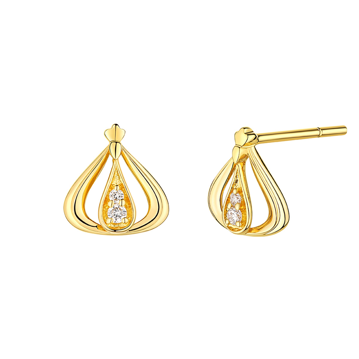 六福珠寶黃金耳環 - "「悅己愛己」香港小姐"999足金鑽石耳環