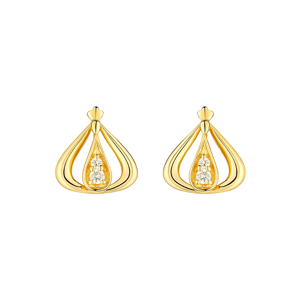 六福珠寶黃金耳環 - "「悅己愛己」香港小姐"999足金鑽石耳環