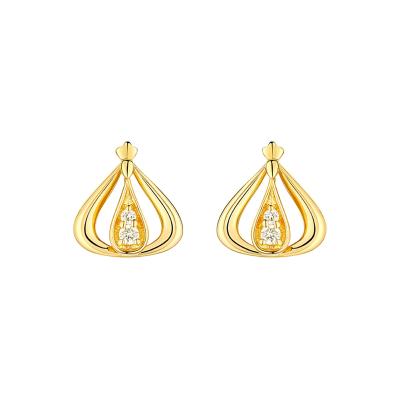 六福珠寶黃金耳環 - "「悅己愛己」香港小姐"999足金鑽石耳環