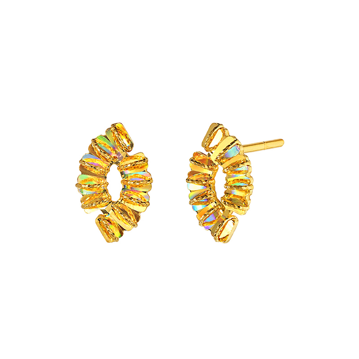 六福珠寶黃金耳環 - "橄欖"999足金耳環