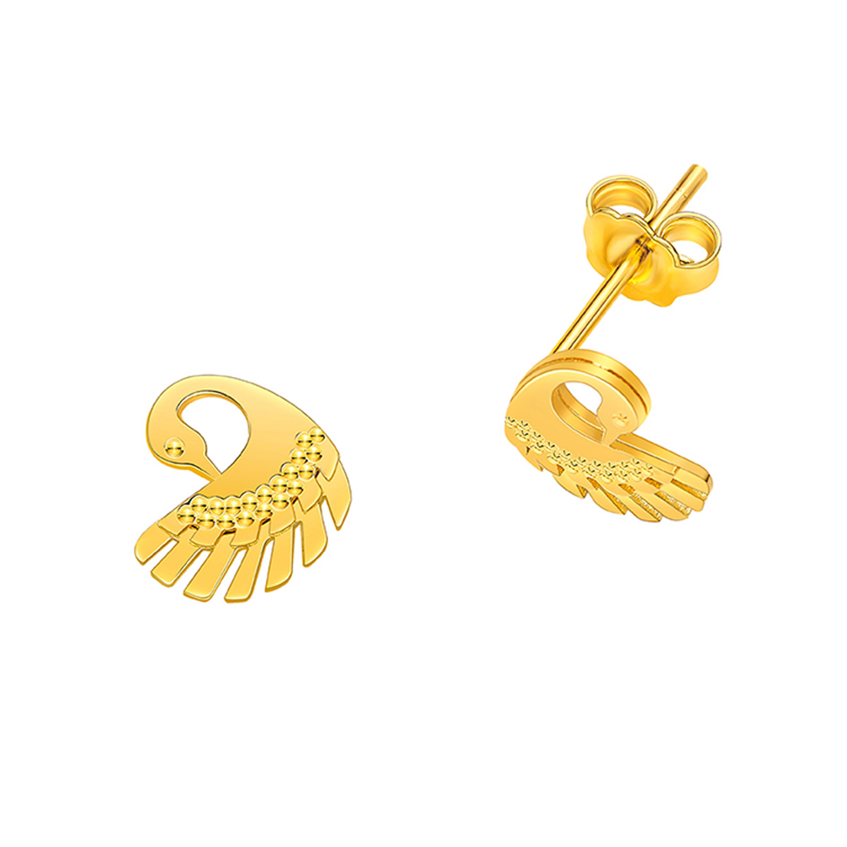 六福珠宝黄金耳环 - "天鹅"990黄金耳环