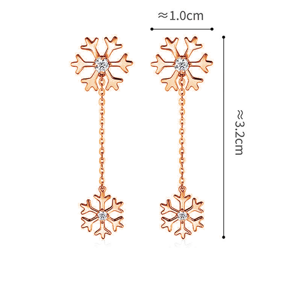 六福珠寶18K金耳環 - "雪之戀"雪花造型18K金鑽石耳環–多色選擇
