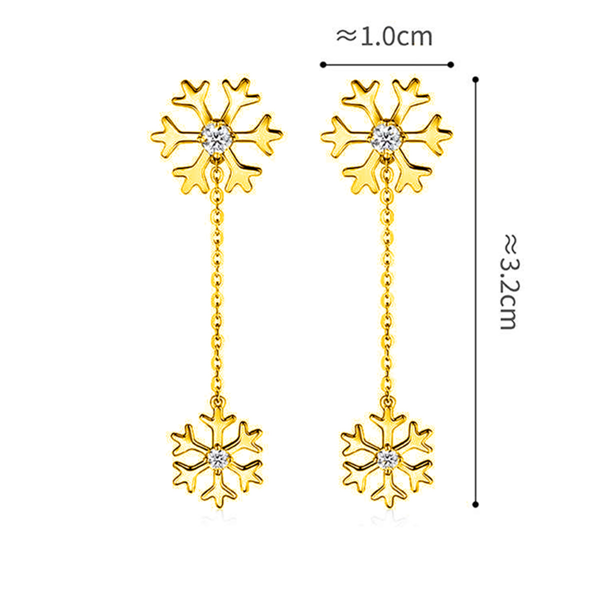 六福珠寶18K金耳環 - "雪之戀"雪花造型18K金鑽石耳環–多色選擇
