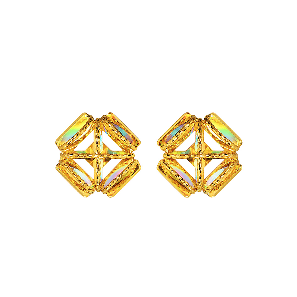 六福珠寶黃金耳環 - "冰糖"999足金耳環