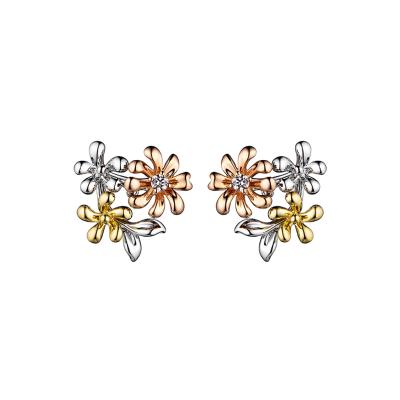六福珠寶18K金耳環 - "繁花盛放"18K金(分色)鑽石耳環